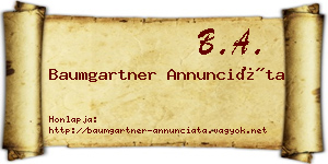 Baumgartner Annunciáta névjegykártya